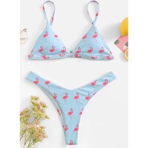 High leg flamingo bikini